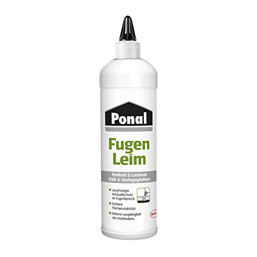 Ponal Parkett & Laminat Fugenleim, transparenter Kleber für Bodenbeläge, wasserfester Fugen Klebstoff, alterungsbeständiger Weißleim als Aufquellschutz, 1 x 1 kg Flasche